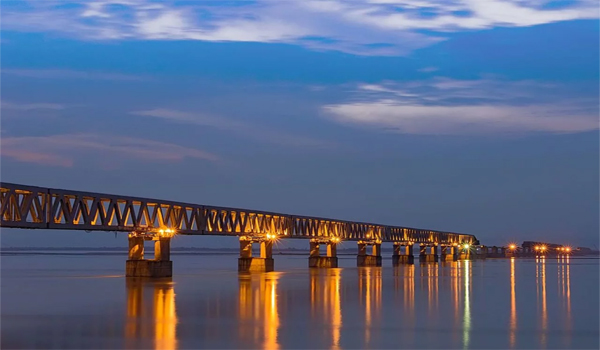 India : Bogibeel bridge in the Dibrugarh district of Assam.