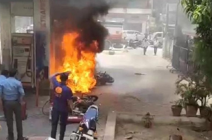 burning petrolpump