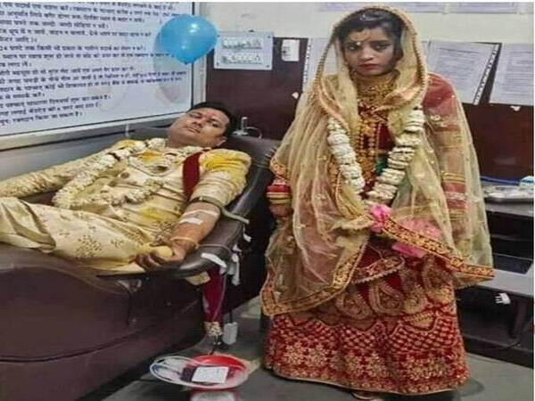 newlyweds donates blood Couple donates blood on Wedding day to save the life of a young girl