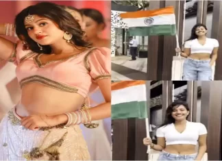 Anjali Arora gets trolled for carrying a crop pinnacle while posing with a flag