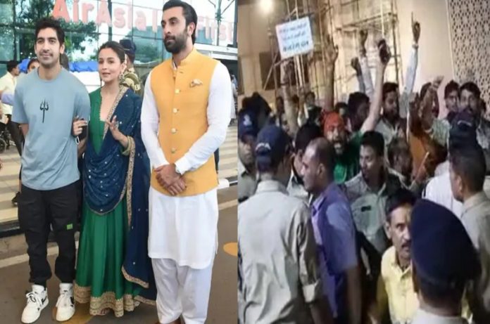 Ranbir Kapoor and Alia "Stopped" by Bajrang Dal activists from entering Ujjain Temple; Because His Beef Statement…’
