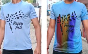 Holi T-Shirt With Colour Bleeding Prints- Giftadda